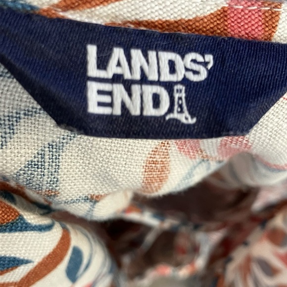 Lands End Dress Womens Size 1X Multicolor Sleeveless Linen in a Cream Color - Picture 6 of 11